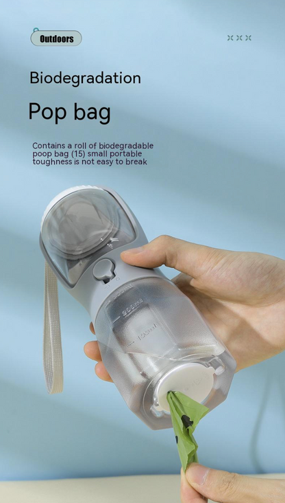 3-in-1 tragbarer Hundenapf – Wasserflasche, Futter & Kotbeutelspender